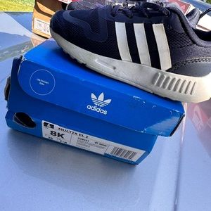 Size 8 navy and white toddler sneakers